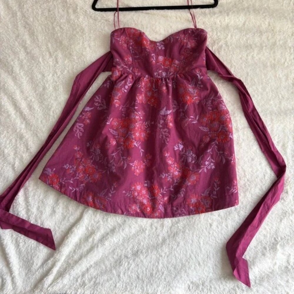 Free People Matilda Strapless floral dress  Tie in back, Size Small
